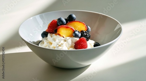 Bowl With Cream, Fruits, and Berries on a Table in Natural Light During Daytime