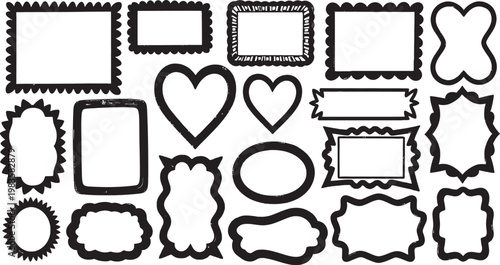 Collection of decorative frames and borders a black and white design element set