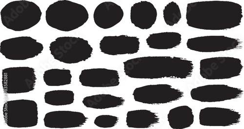 Abstract brush strokes collection a diverse set of black paint smudges and textures