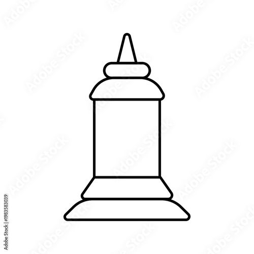 A stylized outline illustration of a traditional Buddhist stupa, representing spiritual architecture and cultural heritage