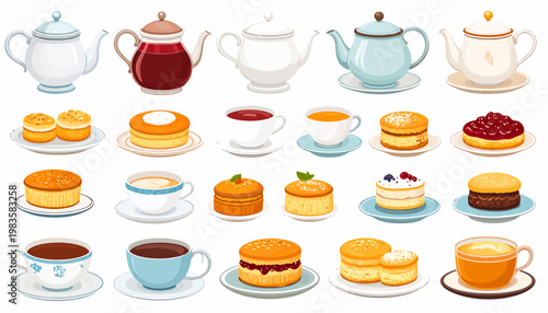 Assorted Tea Time Dessert Spread Variety.