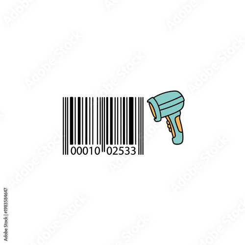 Barcode Scanner Device Scanning Bar Code Illustration