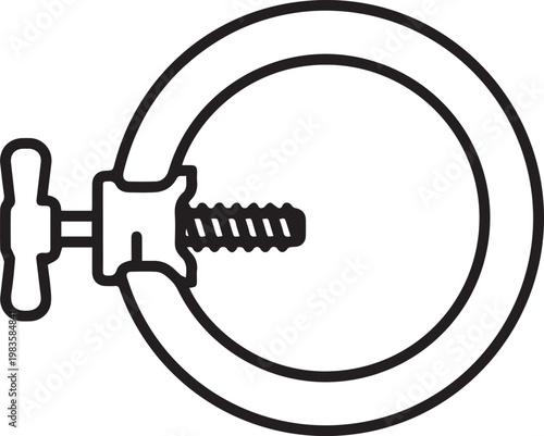 Professional HVAC Ductwork Clamp with Screw Mechanism Vector Icon for Mechanical Engineering, Plumbing, Construction, and Industrial Design Documentation—Perfect for Technical Manuals, CAD