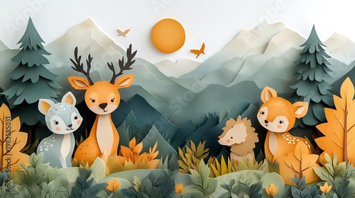 Papercut forest animals