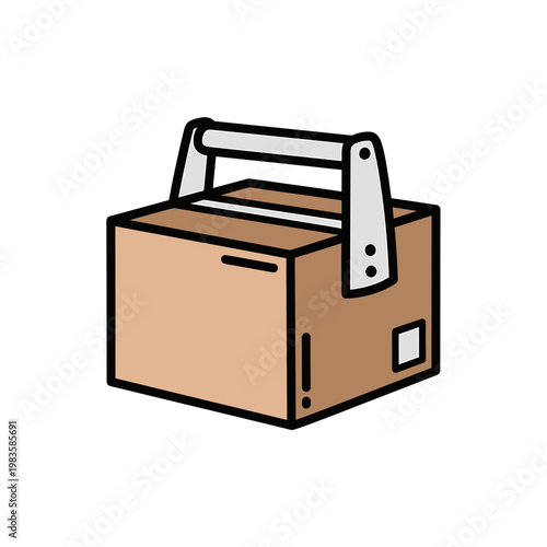 Cardboard Box with Handle Illustration Vector