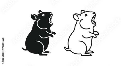 Cartoon Hamster Vector Icons - Silhouette Designs Vector