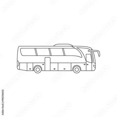 Side view line art illustration of a modern coach bus