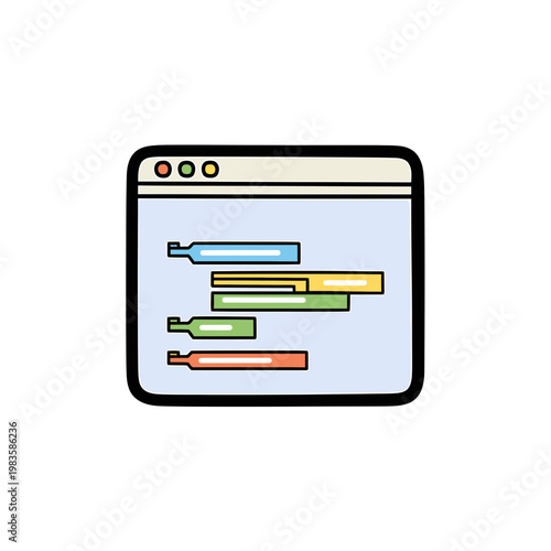 Web browser window with abstract programming code illustration