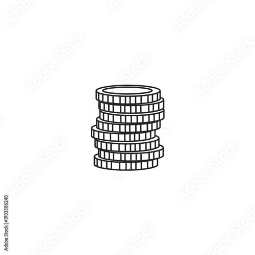 Stack of Coins Line Art Icon Representative of Savings and Finance