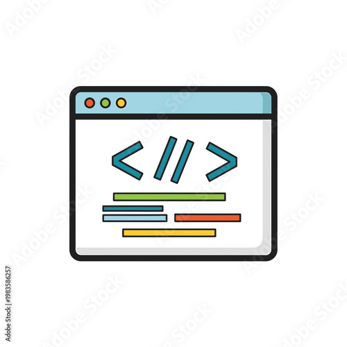 Web Development and Browser Coding Icon Vector Illustration