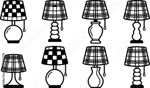 Table lamps with checkered and plaid shades