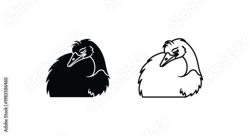 Black and White Silhouette Birds Art Design Vector