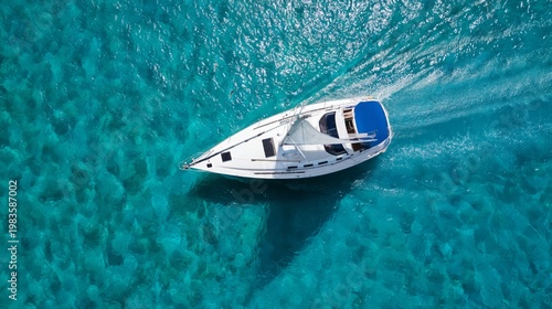 Sailing on Clear Waters With Sunlight Reflecting off the Waves Near the Horiz...