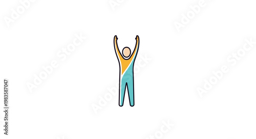 A cartoon person jumping up happily.
