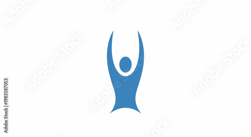 A blue silhouette of a person celebrating.