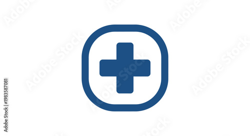 Medical symbol with blue cross.