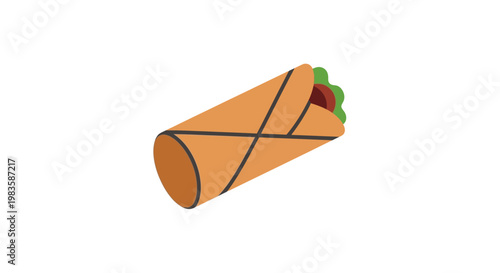 A delicious wrapped burrito with filling.