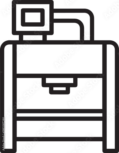 Professional Hydraulic Press Brake Icon with Proportional Valve Control for Industrial Manufacturing, CNC Machining, Sheet Metal Fabrication, Engineering Documentation, Technical Training