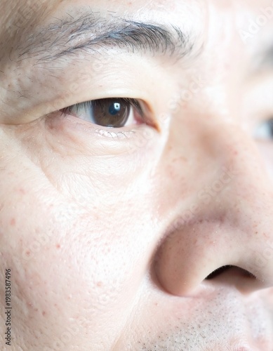 Close-up of a 50-year-old handsome asian men's face