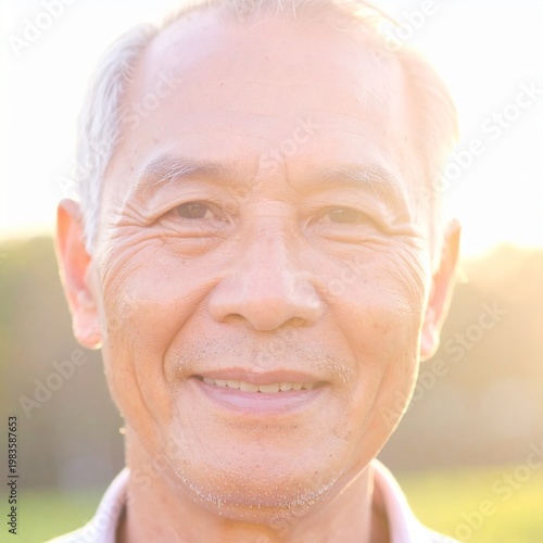 Close-up of a 50-year-old handsome asian men's face