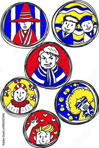 People doodle color illustration