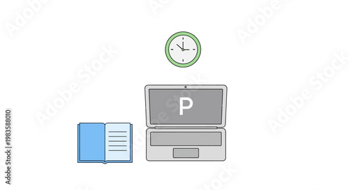 icons of office work and time management.