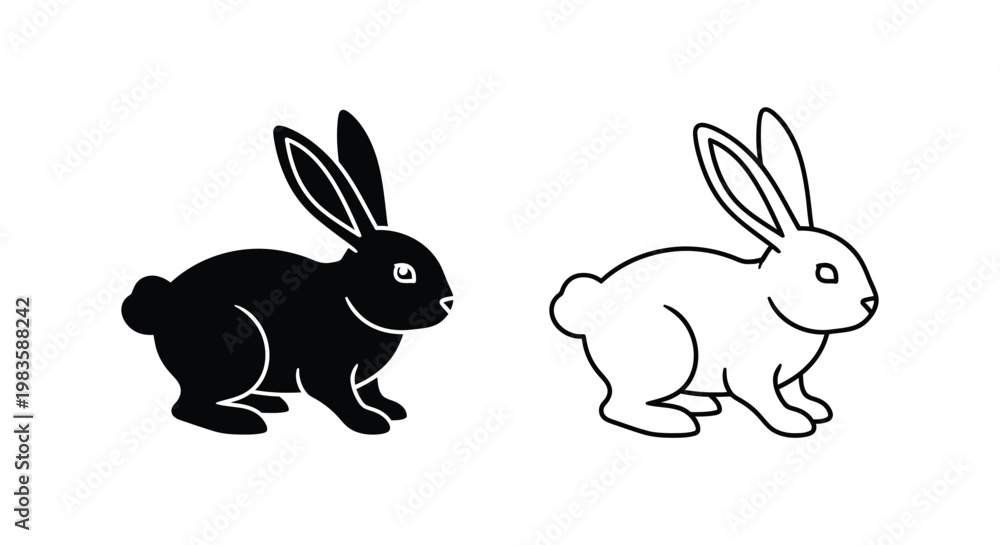 Obraz premium Black and White Contrast Rabbit Illustration Design Vector