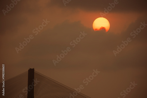 Canvas Print Bandra Worli Sea Link, Beautiful Sunset, Mumbai City, Maharashtra