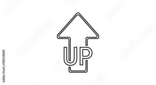 Simple line drawing of an upward arrow with the word up silhouette