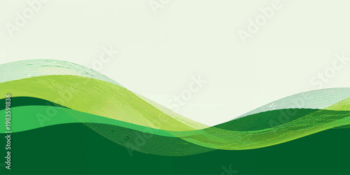 Abstract green wave background with flowing lines and natural design