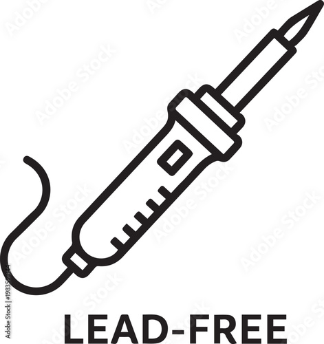 Professional Lead-Free Soldering Iron with Ceramic Tip Vector Icon: Essential Symbol for Electronics Manufacturing, PCB Assembly, Circuit Board Repair, Industrial Safety, RoHS-Compliant