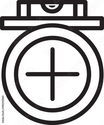 Professional Meridian Circle Transit Bubble Vector Icon for Astronomy Education, Scientific Research, Geodetic Surveying, Cartography, Celestial Navigation, Geospatial Analysis, Historical