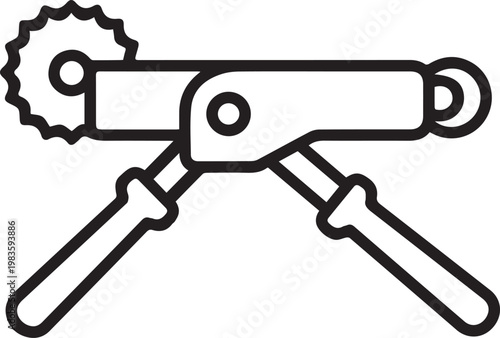 Professional Pipe Cutter with Serrated Blade Vector Icon for Plumbing Tools, Industrial Maintenance, DIY Repair, Construction Blueprint, Engineering Documentation, HVAC Systems, Pipefitting