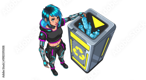 A cartoon character disposing hazardous waste.