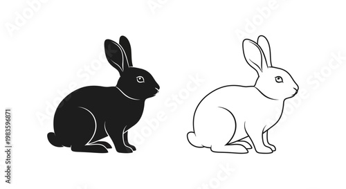Black and White Rabbit Vector Art Designs Vector