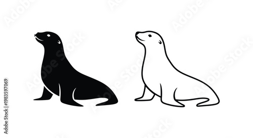 Sea Lion vs Otter: Cute Marine Mammals Comparison Vector