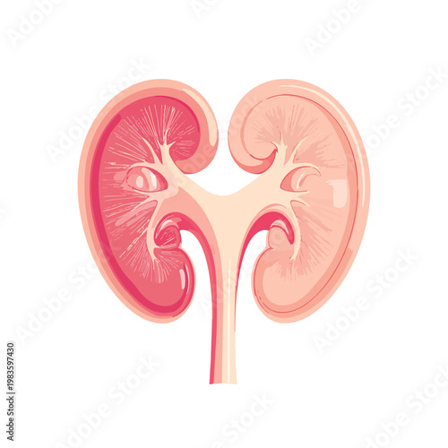 Human kidney cross section anatomy medical vector illustration