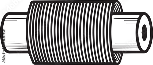 Professional Warp Beam Vector Icon with Tightly Wound Thread - Perfect for Textile Manufacturing, 3D Printing, CNC Machining, Industrial Design, and Engineering Documentation