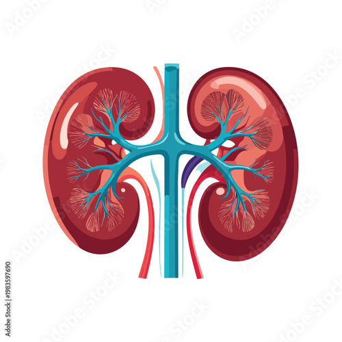 Internal human kidney anatomy medical biology vector illustration