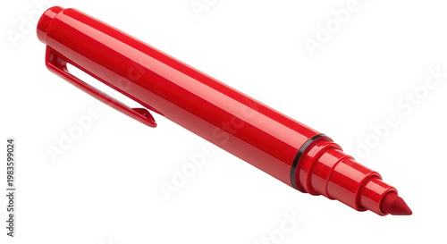 red pen with clip isolated on transparent background