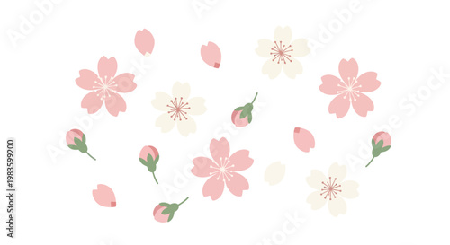 Pink and white flowers floating gently.