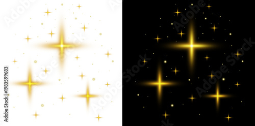 Star glow effect with lots of shiny particles. Shimmering light on transparent background, sparkle dust PNG.