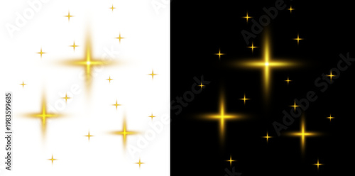 Star glow effect with lots of shiny particles. Shimmering light on transparent background, sparkle dust PNG.
