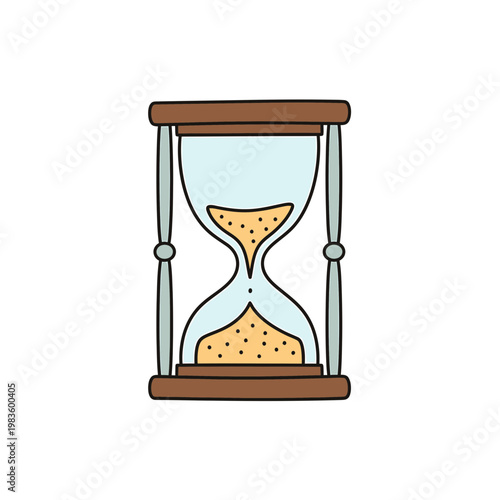 Hand Drawn Vintage Hourglass Illustration on White Background