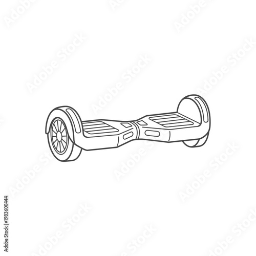 Self-balancing electric hoverboard line icon illustration