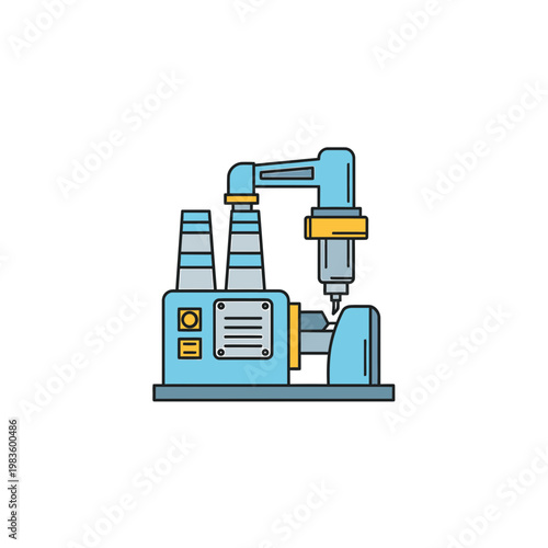 Industrial Automation CNC Machine Vector Icon