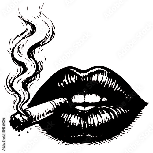 Vector illustration of a beautiful woman's red smiling mouth with white teeth and pink lipstick representing fashion and cosmetic sensuality