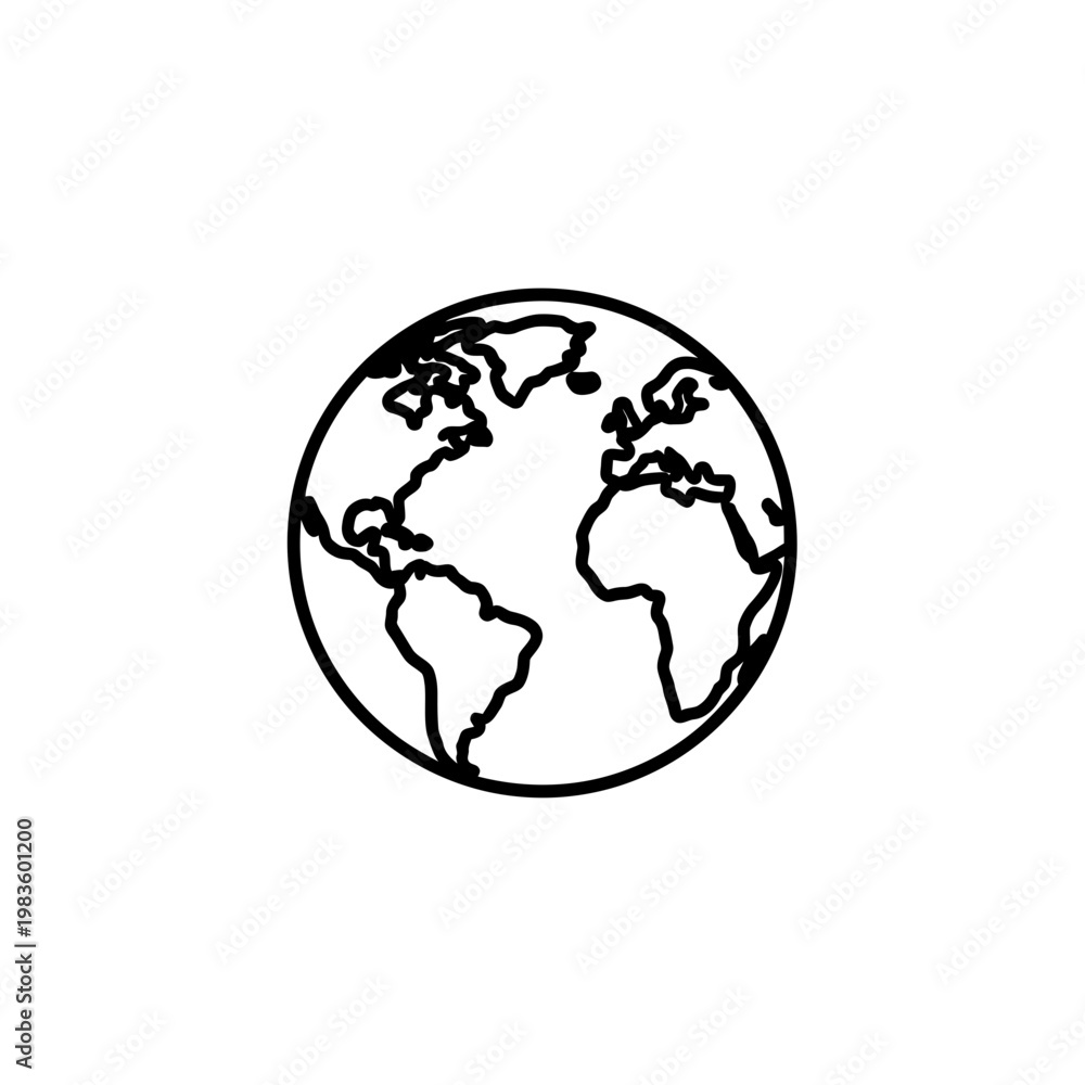 Obraz premium World Globe Icon Minimalist Earth Line Art Illustration
