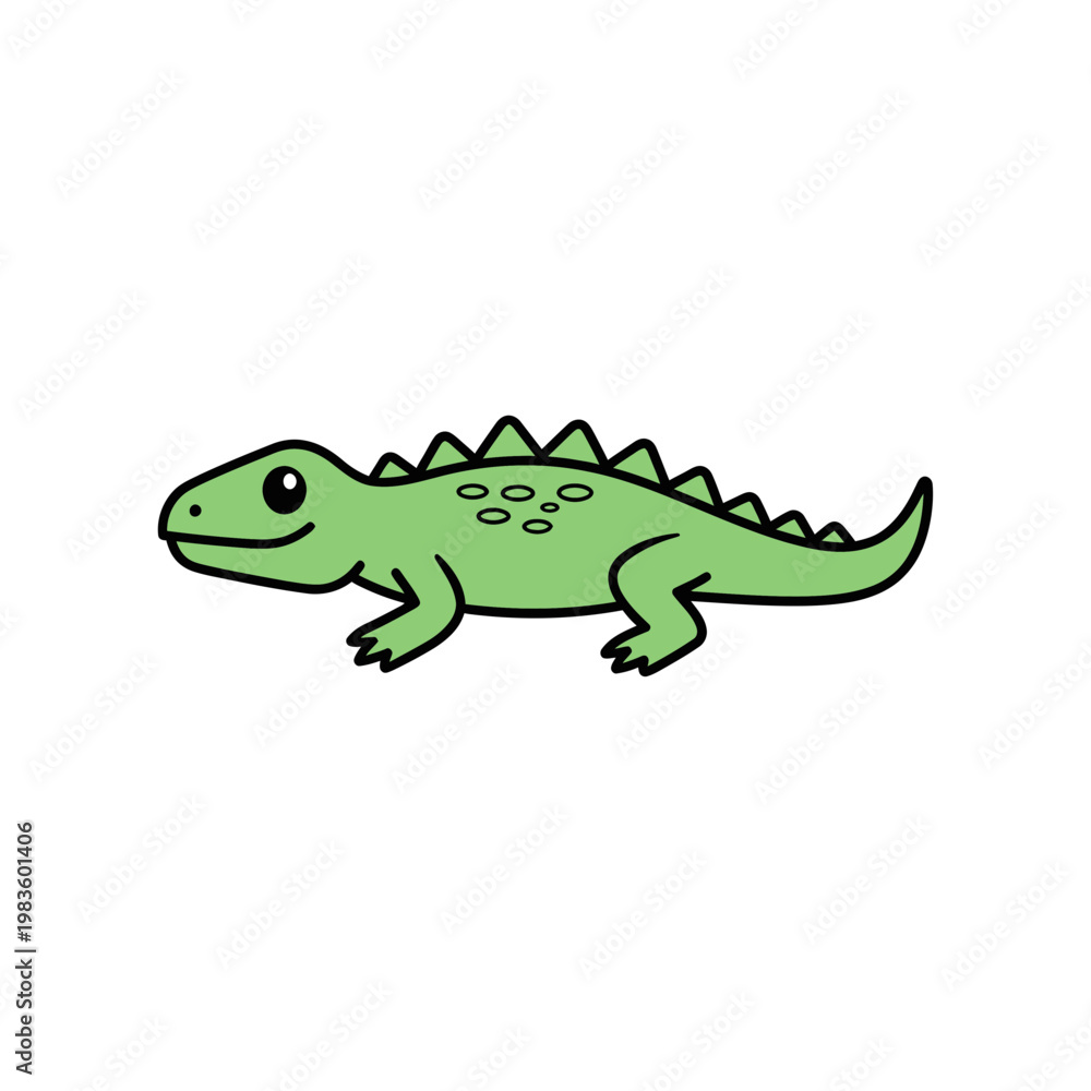 Obraz premium Cute Cartoon Green Crocodile Vector Illustration