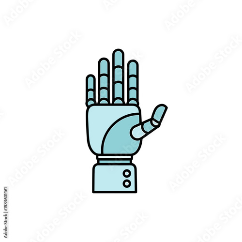 Futuristic Robotic Hand Icon Flat Vector Illustration